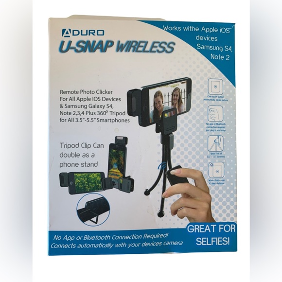 ADURO USnap Wireless Tripod Great For Selfies Tripod Clip Doubles as Phone Stand - Picture 3 of 12